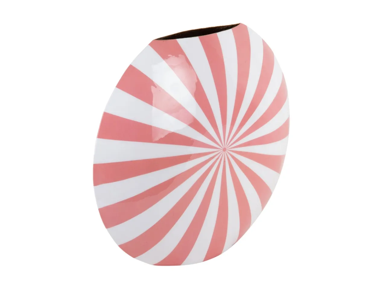 Vase Candy Swirl large enamel flamingo pink & white
