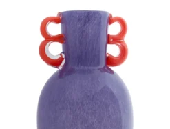 Vase Fiesta glass large bright purple, orange handles