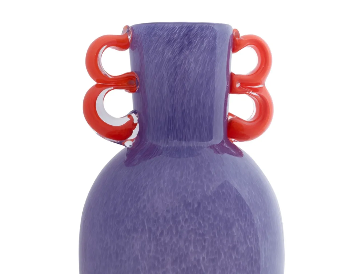 Vase Fiesta glass large bright purple, orange handles