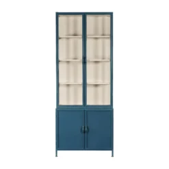 Vitrinekast Detroit 4-deurs blauw/zand