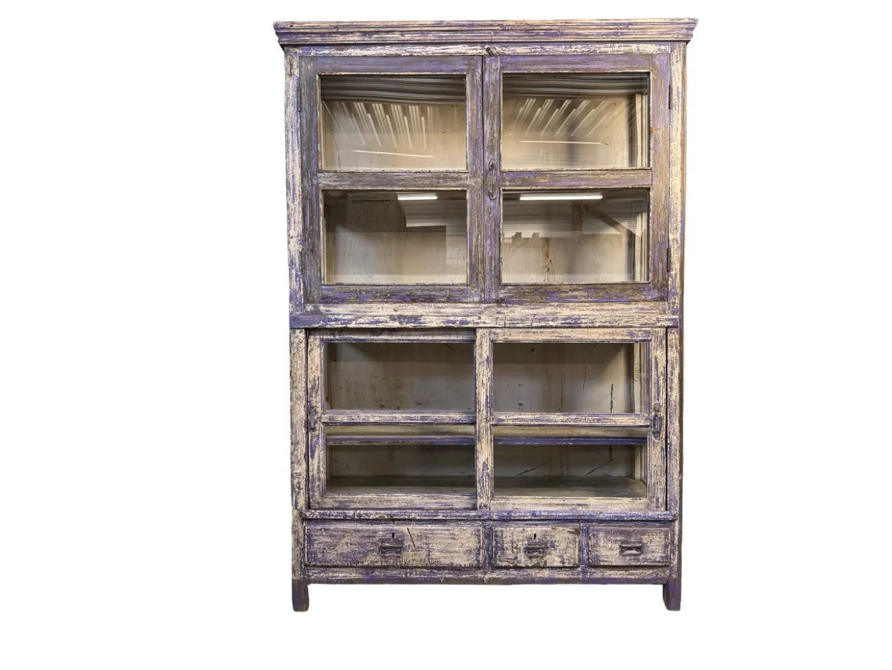 Vitrinekast 4deur 3lades paars/blauw