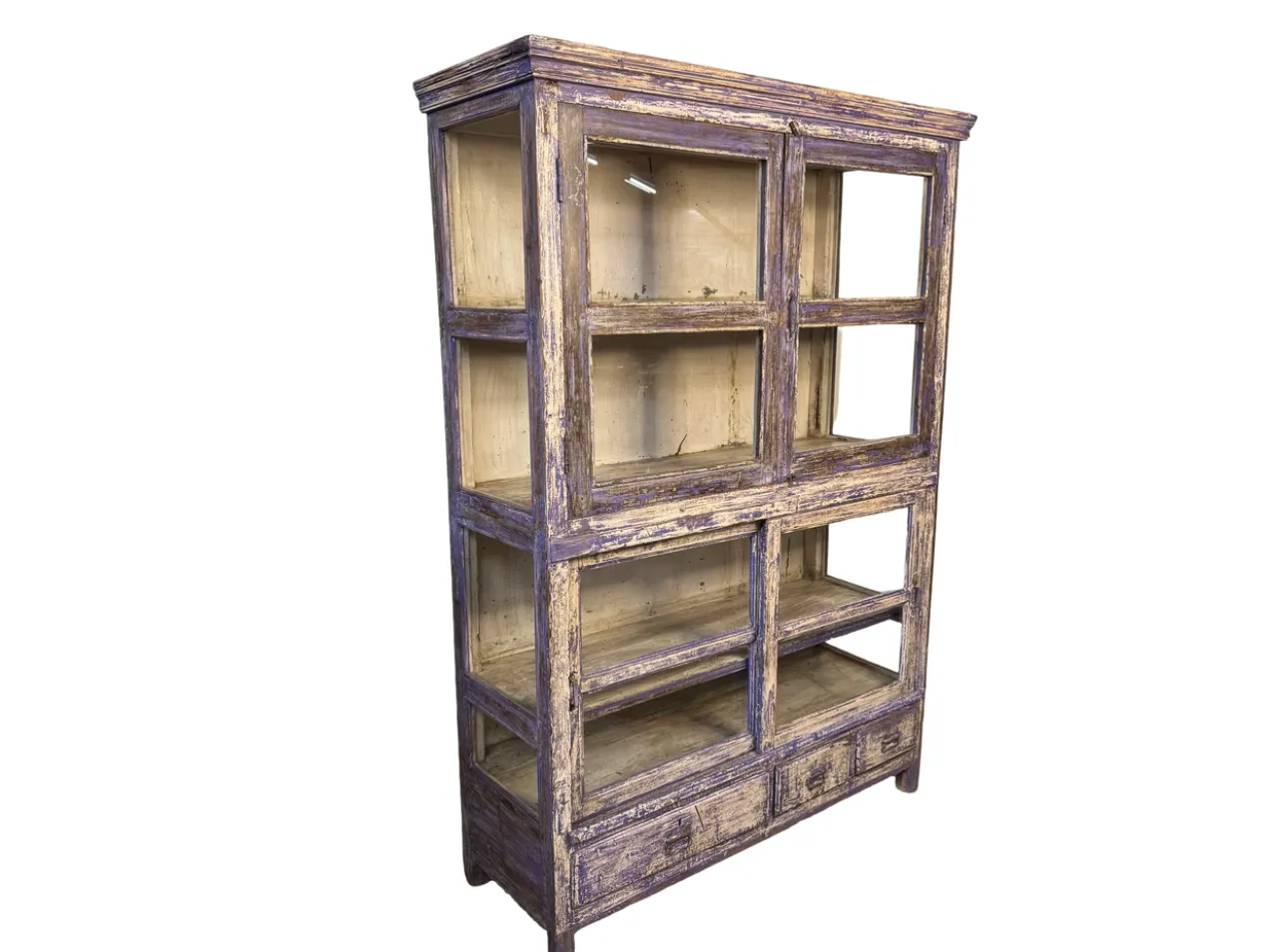 Vitrinekast 4deur 3lades paars/blauw