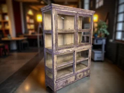 Vitrinekast 4deur 3lades paars/blauw