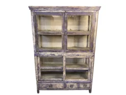 Vitrinekast 4deur 3lades paars/blauw