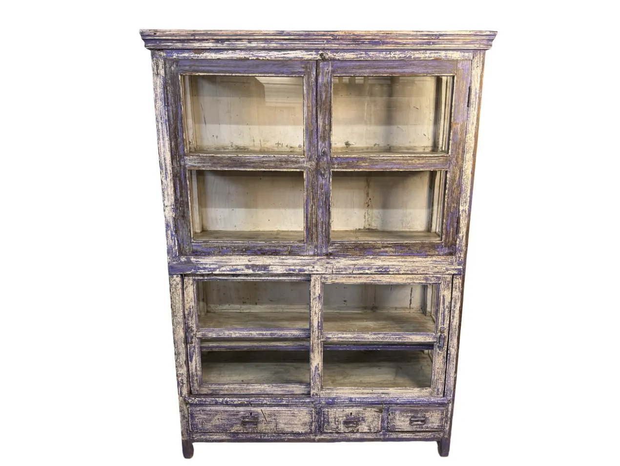 Vitrinekast 4deur 3lades paars/blauw