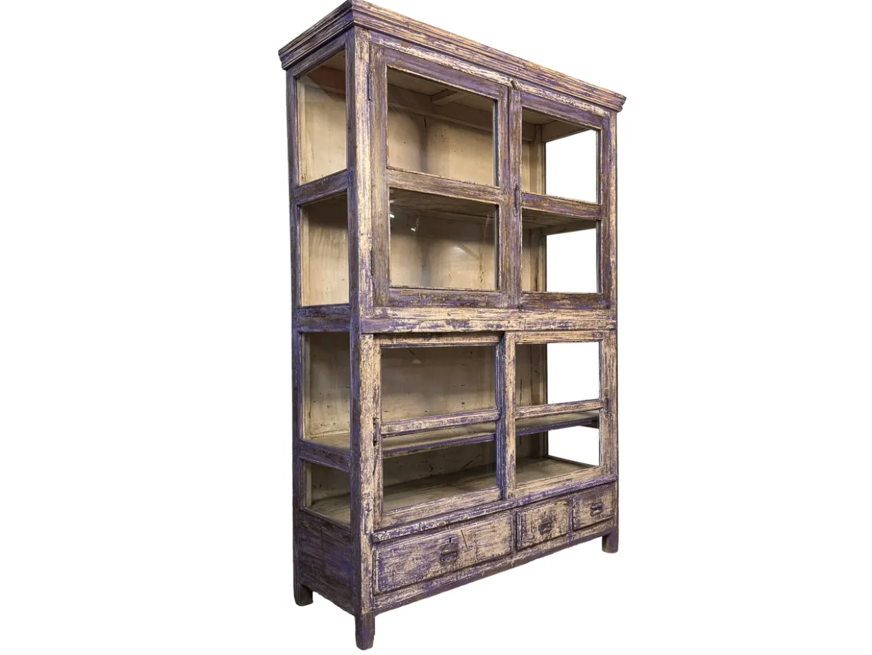 Vitrinekast 4deur 3lades paars/blauw