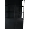 Vitrinekast zwart, deuren glas/half staal