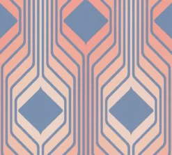Vliesbehang abstract ruitpatroon in retrostijl – blauw, rood, roze Abstract ruitpatroon in retrostijl – blauw, rood, roze #1