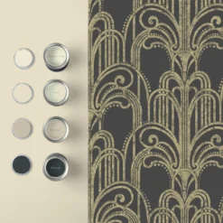 Vliesbehang Art Deco Black Gold