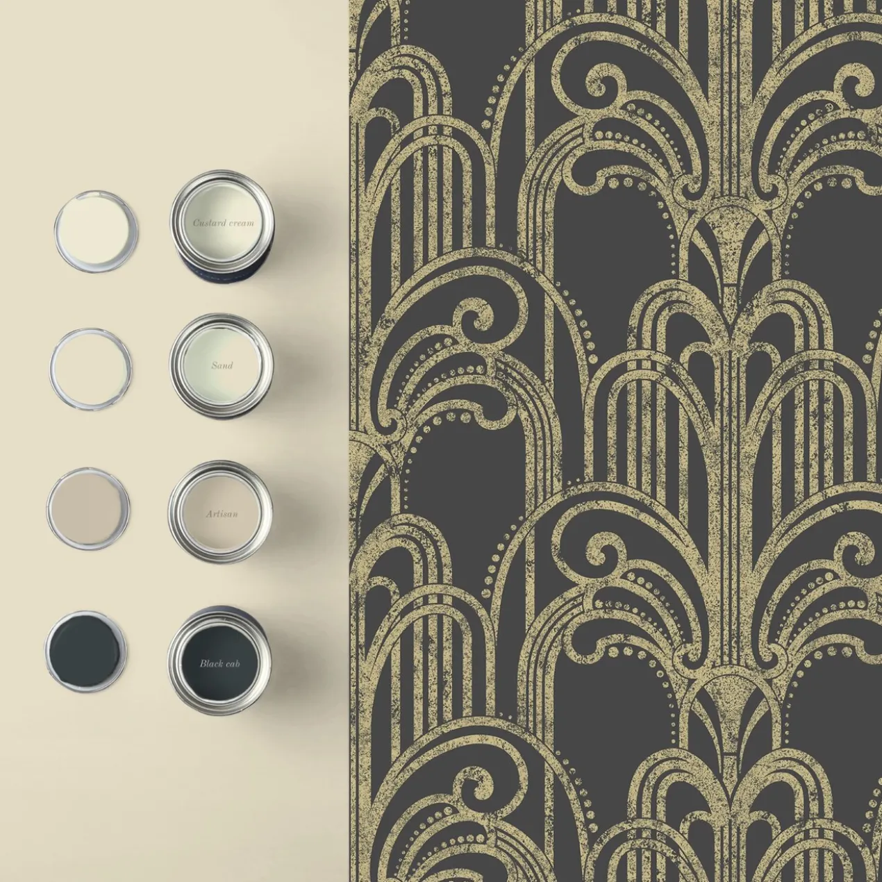 Vliesbehang Art Deco Black Gold