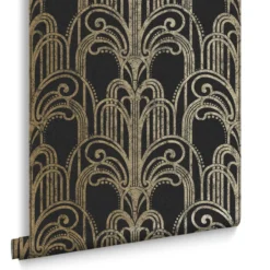 Vliesbehang Art Deco Black Gold