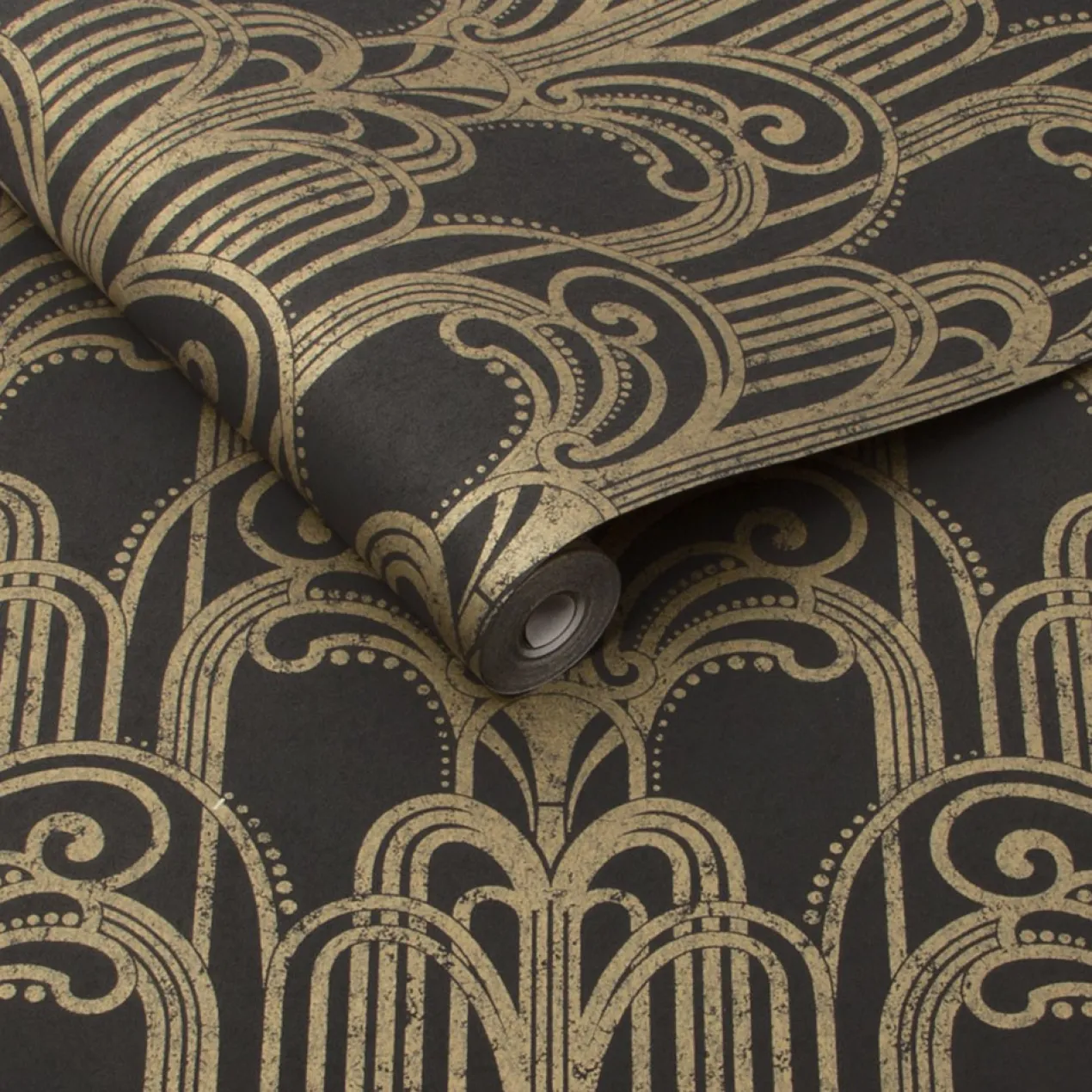 Vliesbehang Art Deco Black Gold