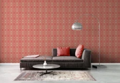 Vliesbehang geometrisch patroon – rood, crème, wit Geometrisch patroon op vliesbehang in retrostijl – rood, crème, wit #1