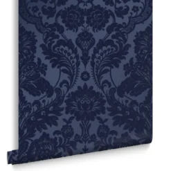 Vliesbehang Gothic Damask Flock Cobalt