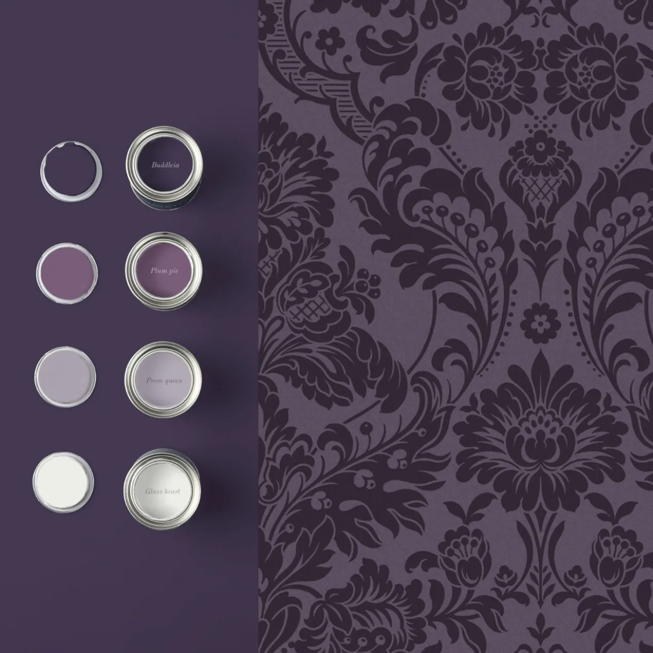 Vliesbehang Gothic Damask Flock Plum