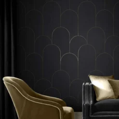 Vliesbehang Lancet Black & Gold