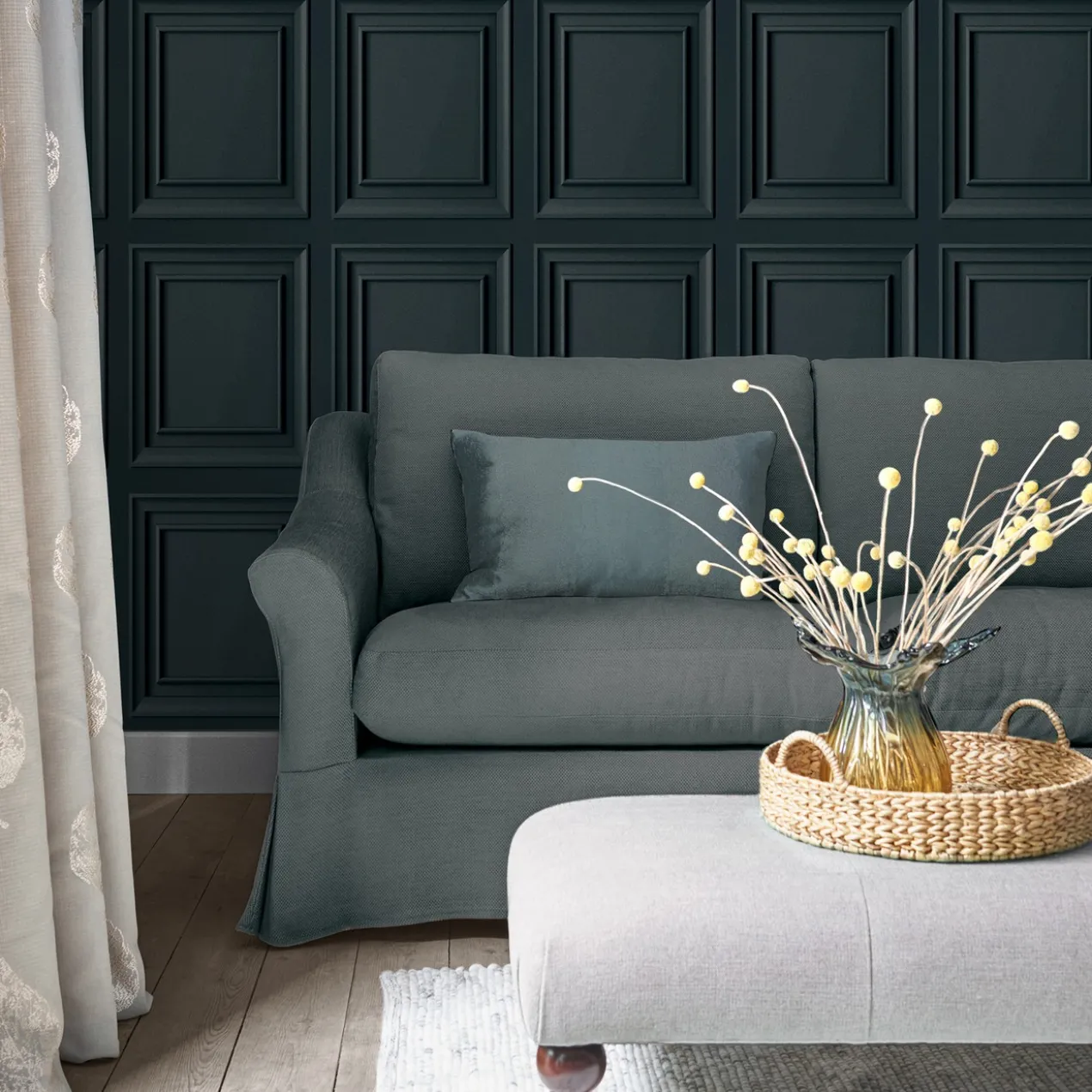 Vliesbehang redbrook wood panel dark seaspray