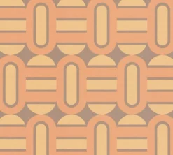 Vliesbehang retro versierd met ovalen en balken in warme kleuren – bruin, geel, oranje Retro vliesbehang versierd met ovalen en balken in warme kleuren – bruin, geel, oranje #1