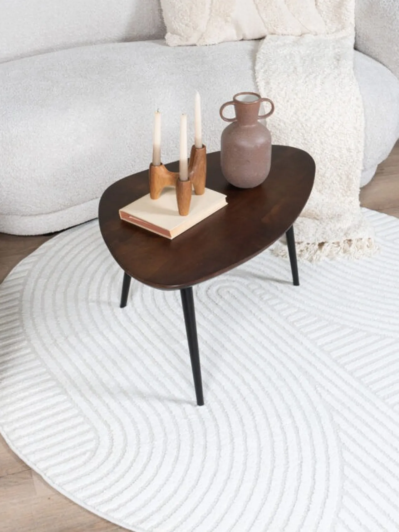Vloerkleed Ella cream rond ø200 cm