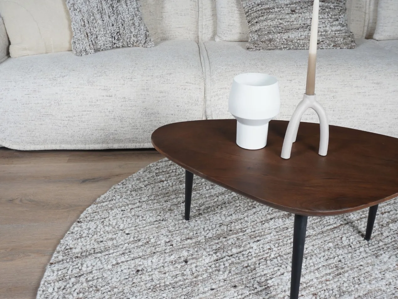Vloerkleed Mica Naturel/Brown Rond ø160 cm