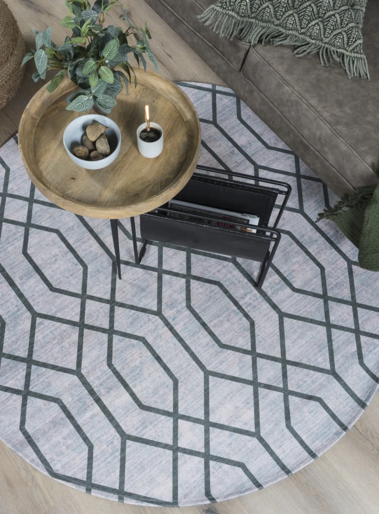Vloerkleed Pattern Groen Rond ø120 cm