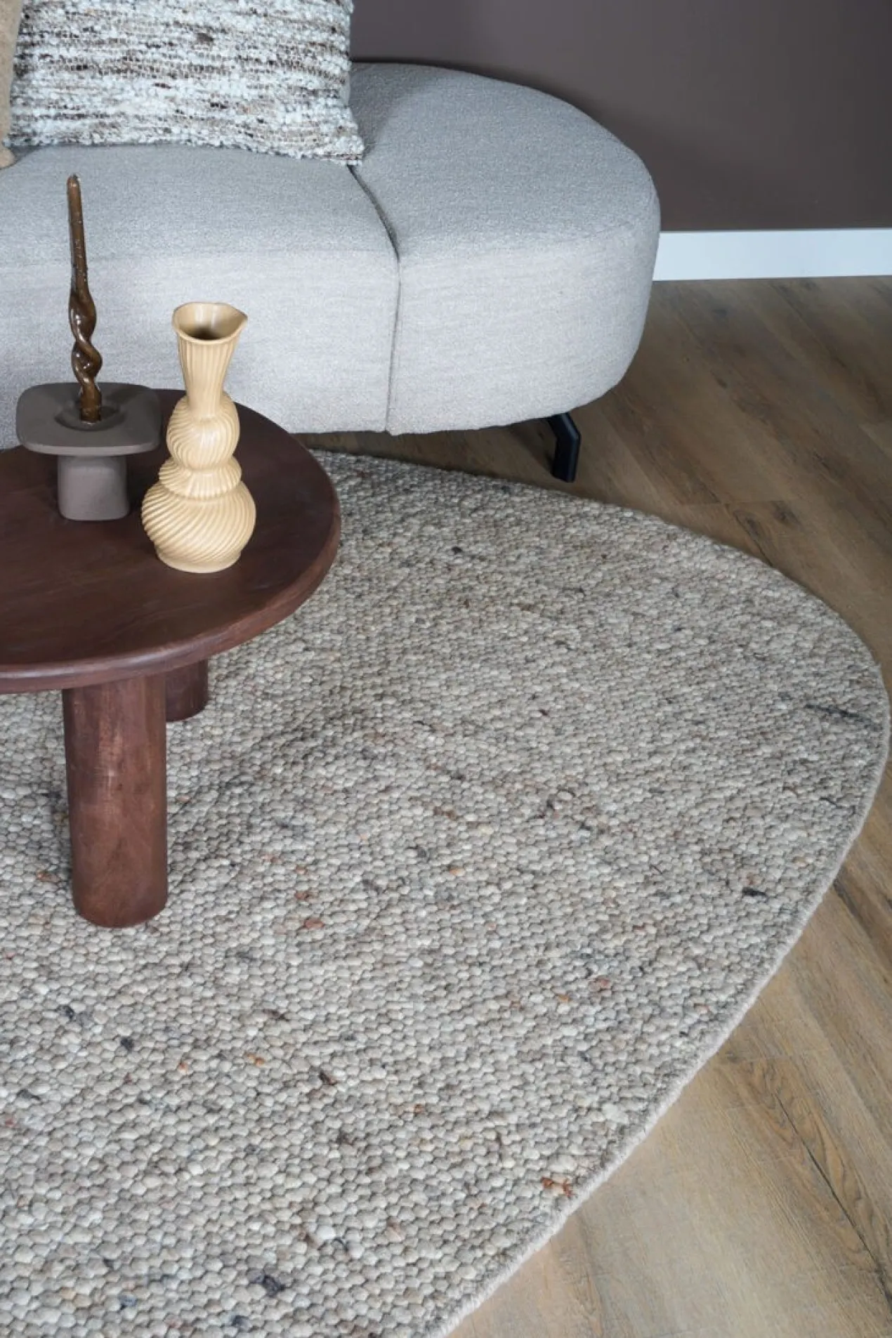 Vloerkleed Stone kiezelvormig donkerbeige 160x230 cm