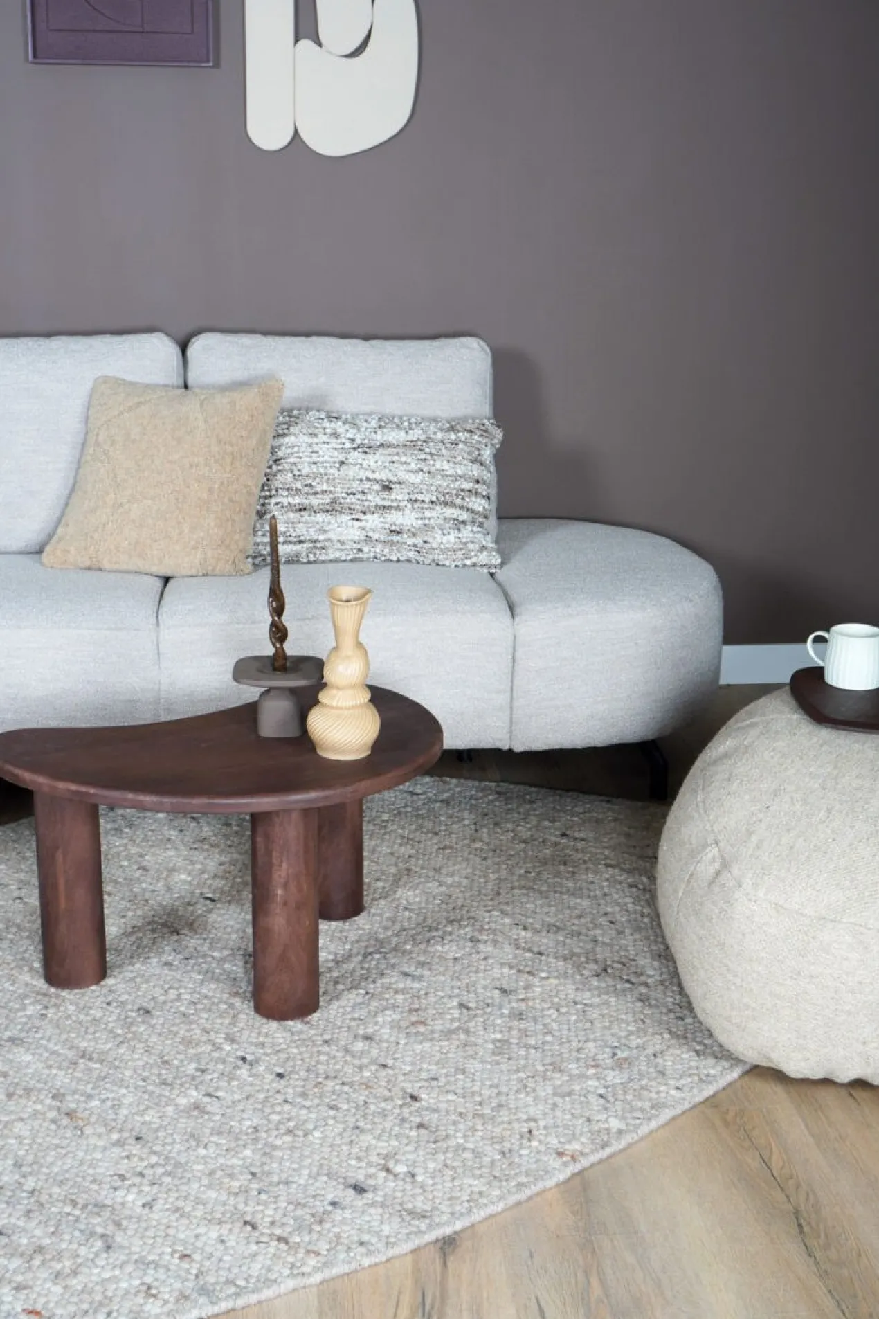 Vloerkleed Stone kiezelvormig donkerbeige 160x230 cm