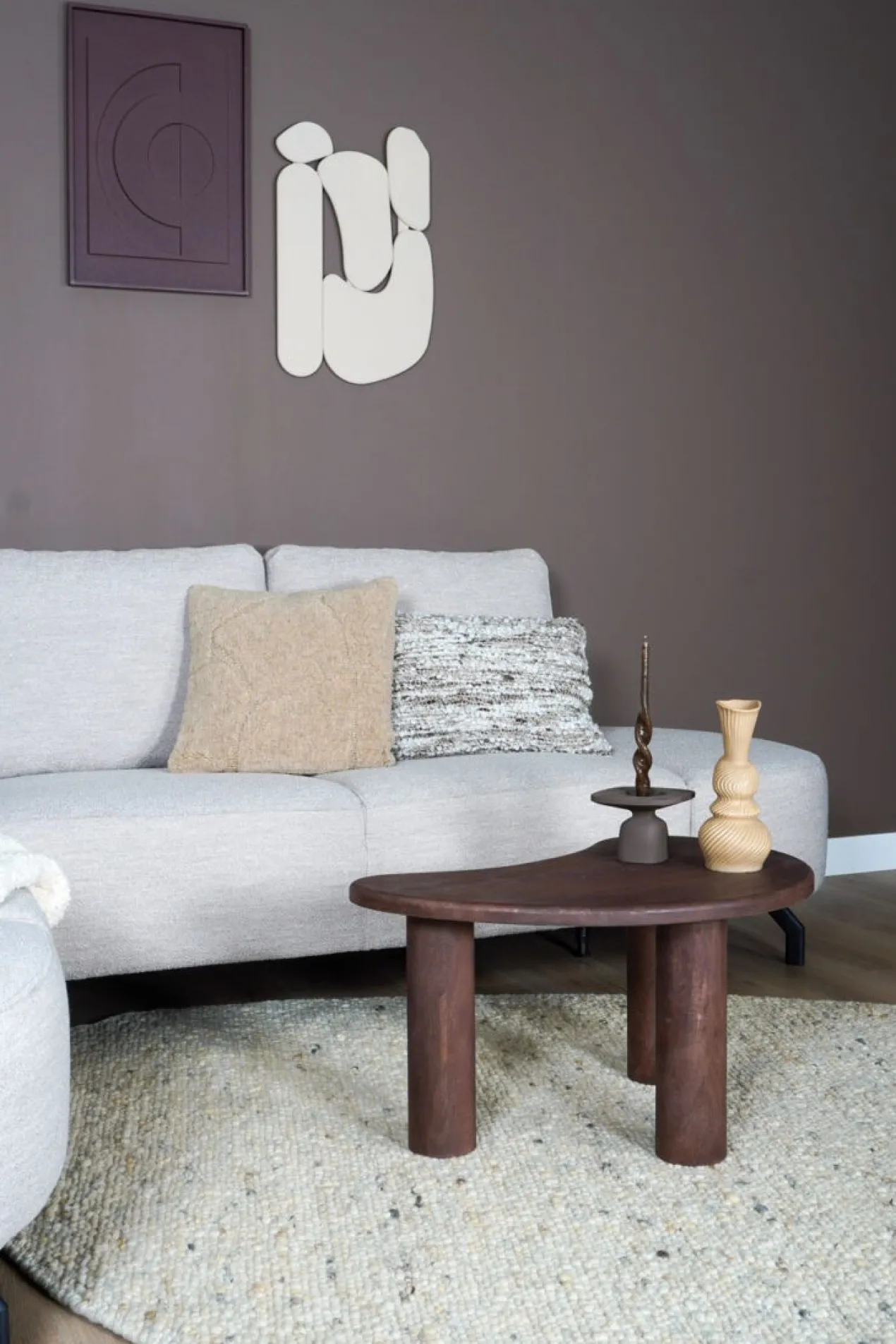 Vloerkleed Stone kiezelvormig beige 160 x 230 cm