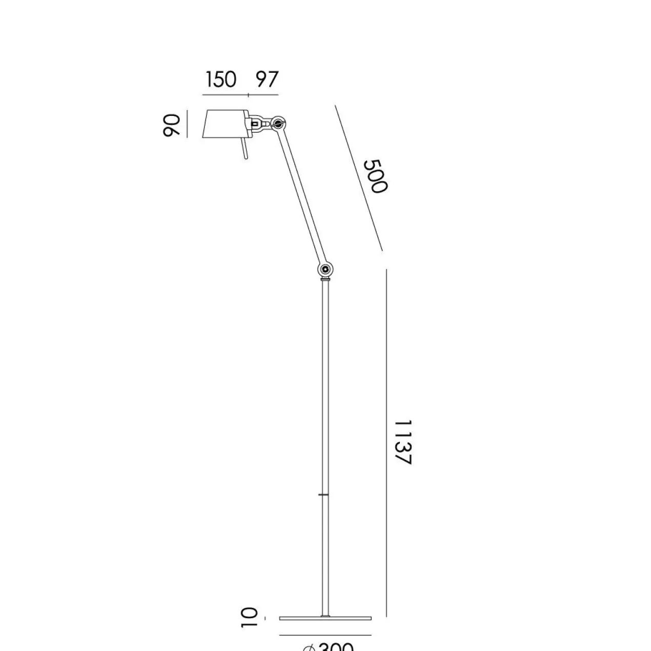 Vloerlamp Bolt Long 1 arm midnight gray