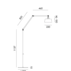 Vloerlamp Bolt Long upperfit 2 armen midnight gray