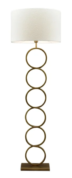 Vloerlamp Capri bronze + kap Cilinder 50x50x30cm Bouclé blanc ( witte binnenkant )