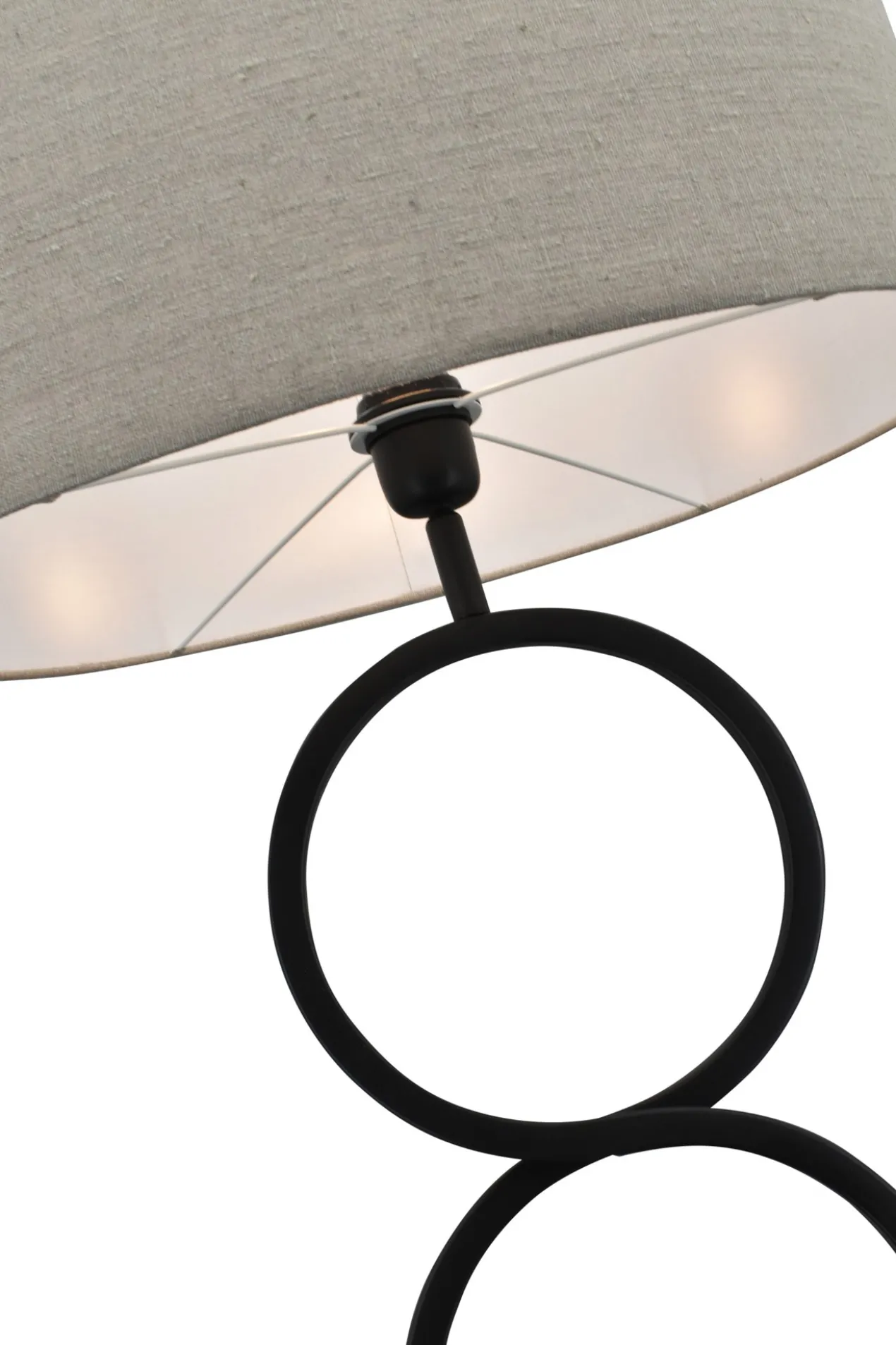 Vloerlamp Capri zwart + kap Cilinder 50x50x30cm Linnen naturel ( witte binnenkant )