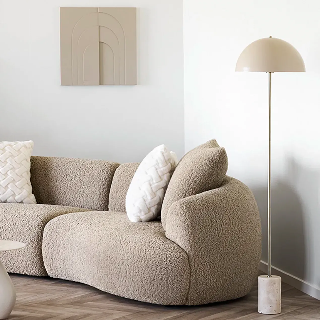 Vloerlamp Cheryl marmer zand Ø40 cm