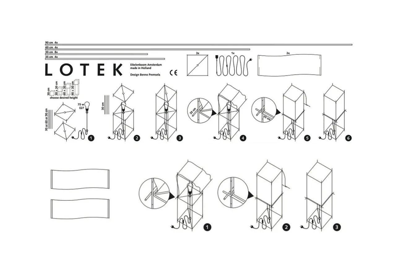 Vloerlamp Lotek Classic 4 hoogtes zwart