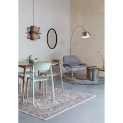 Vloerlamp metal bow satin nickel