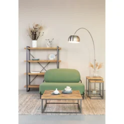 Vloerlamp metal bow satin nickel