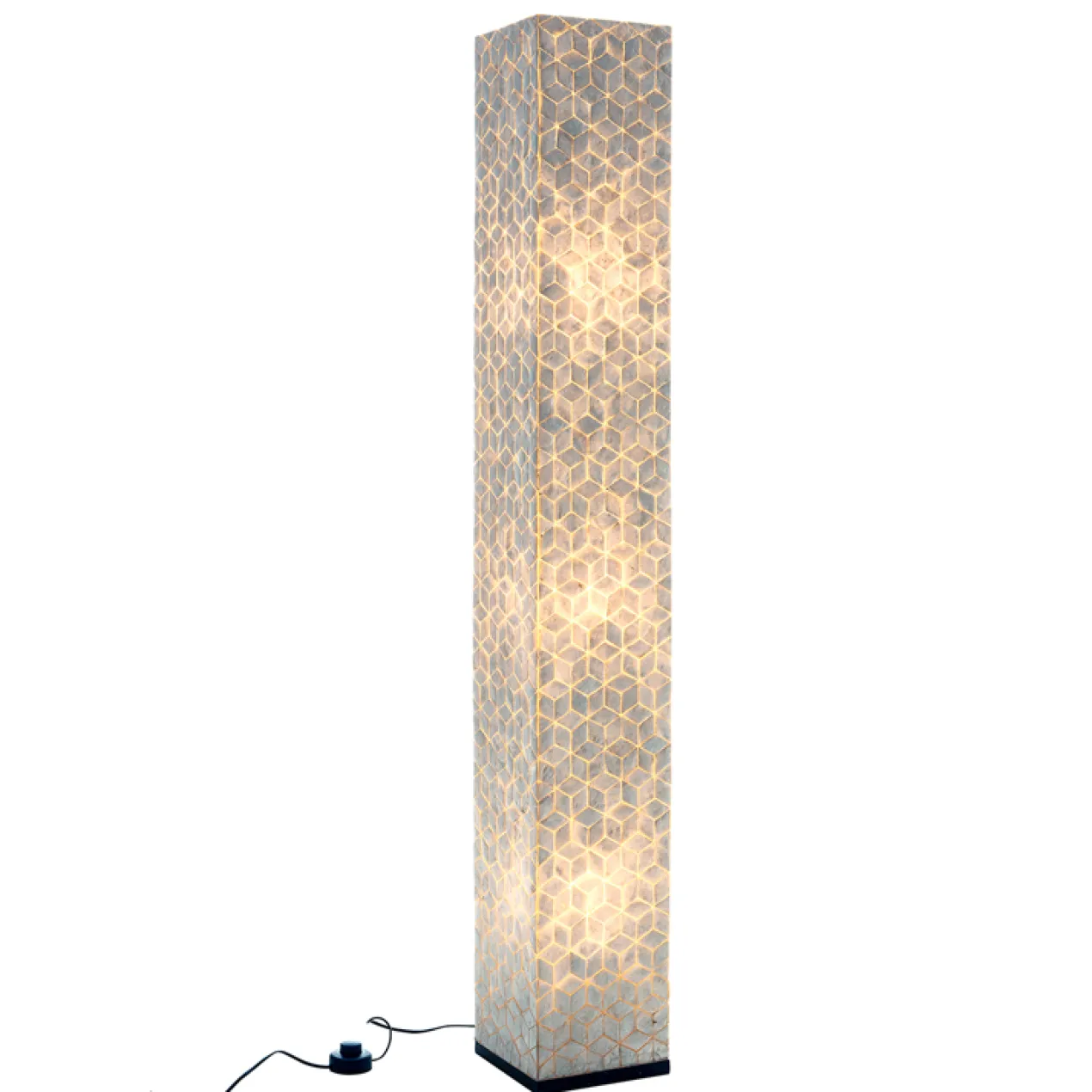 Vloerlamp vierkant cubes white capiz 200 cm