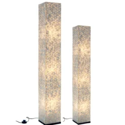 Vloerlamp vierkant cubes white capiz 200 cm