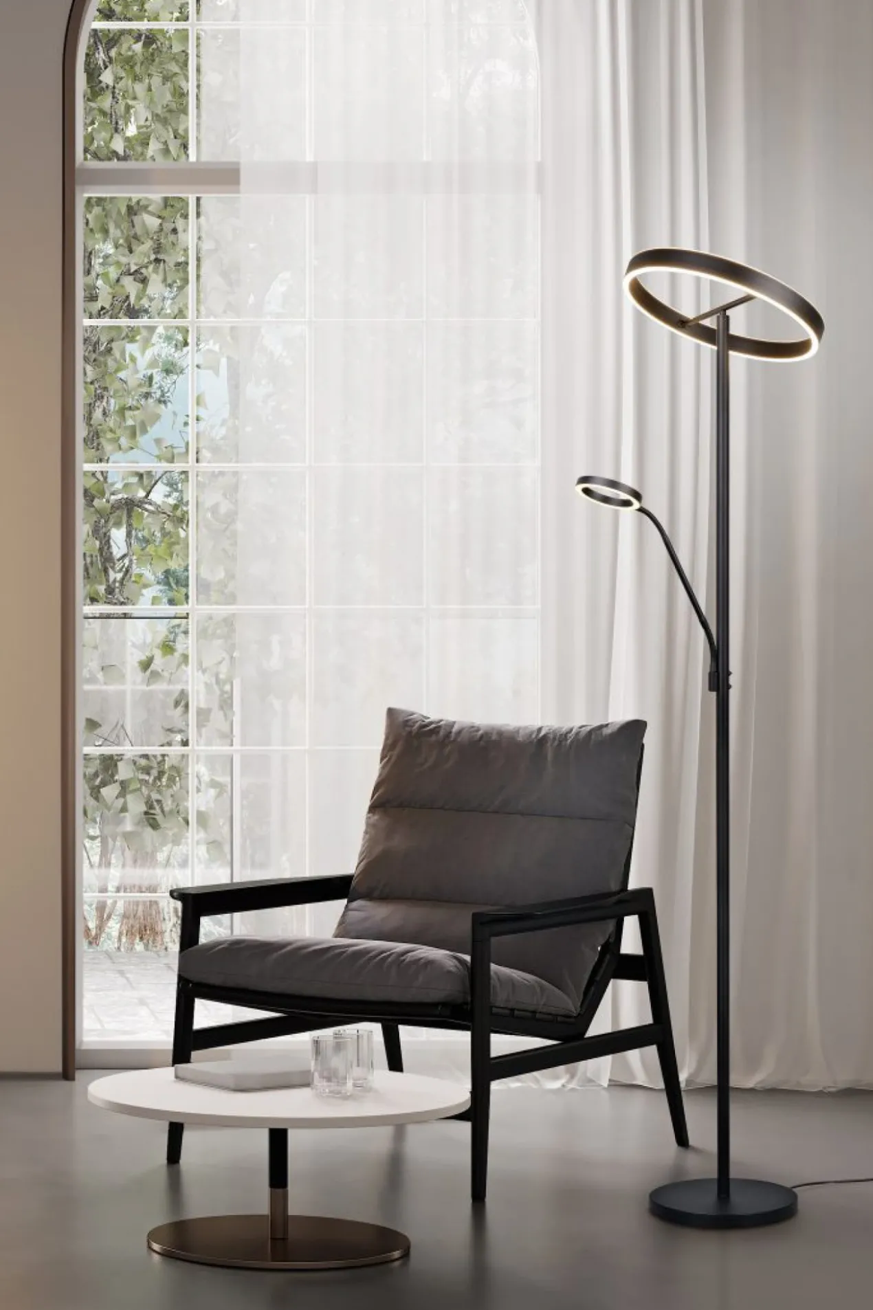 Vloerlamp Wills 2-lichts mat zwart