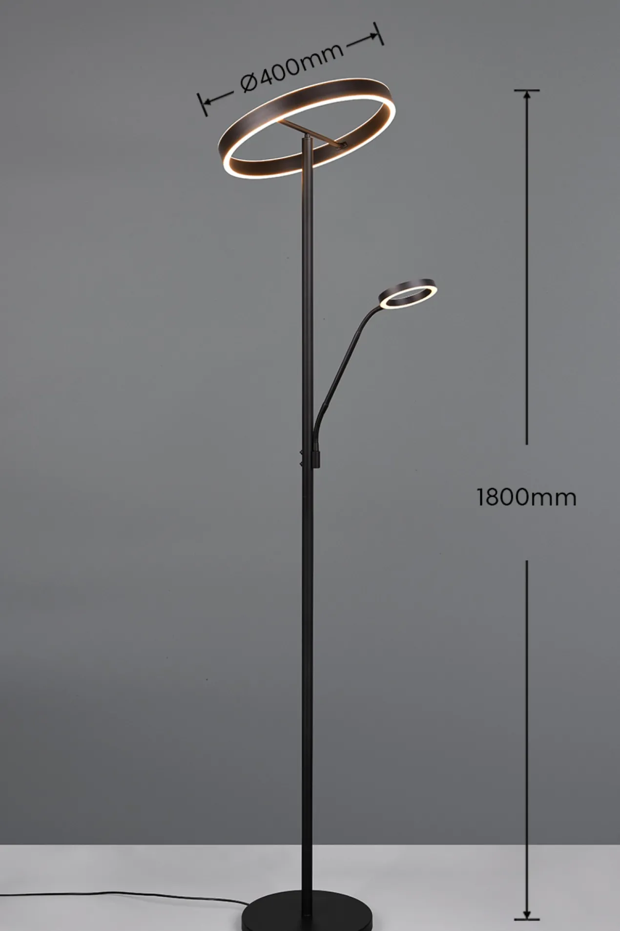 Vloerlamp Wills 2-lichts mat zwart