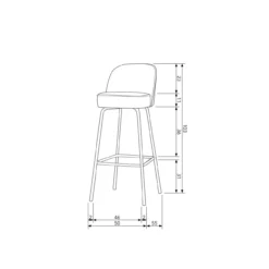 Vogue barstoel 80 cm leer cognac