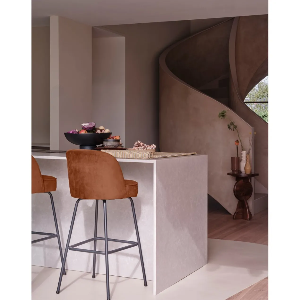 Vogue barstoel 80 cm velvet roest
