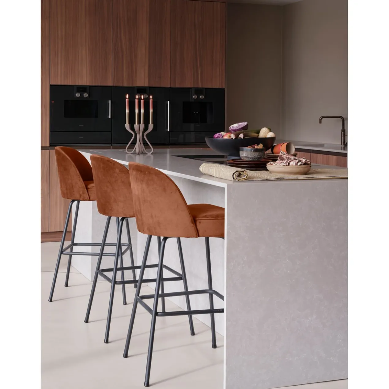 Vogue barstoel 80 cm velvet roest