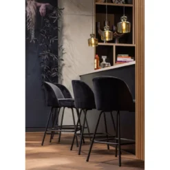 Vogue barstoel 65 cm velvet zwart
