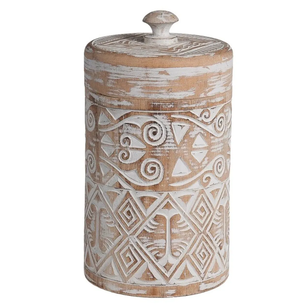 Voorraadpot Borneo naturel/wit L