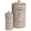 Voorraadpot Borneo naturel/wit M