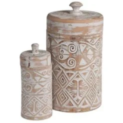 Voorraadpot Borneo naturel/wit M