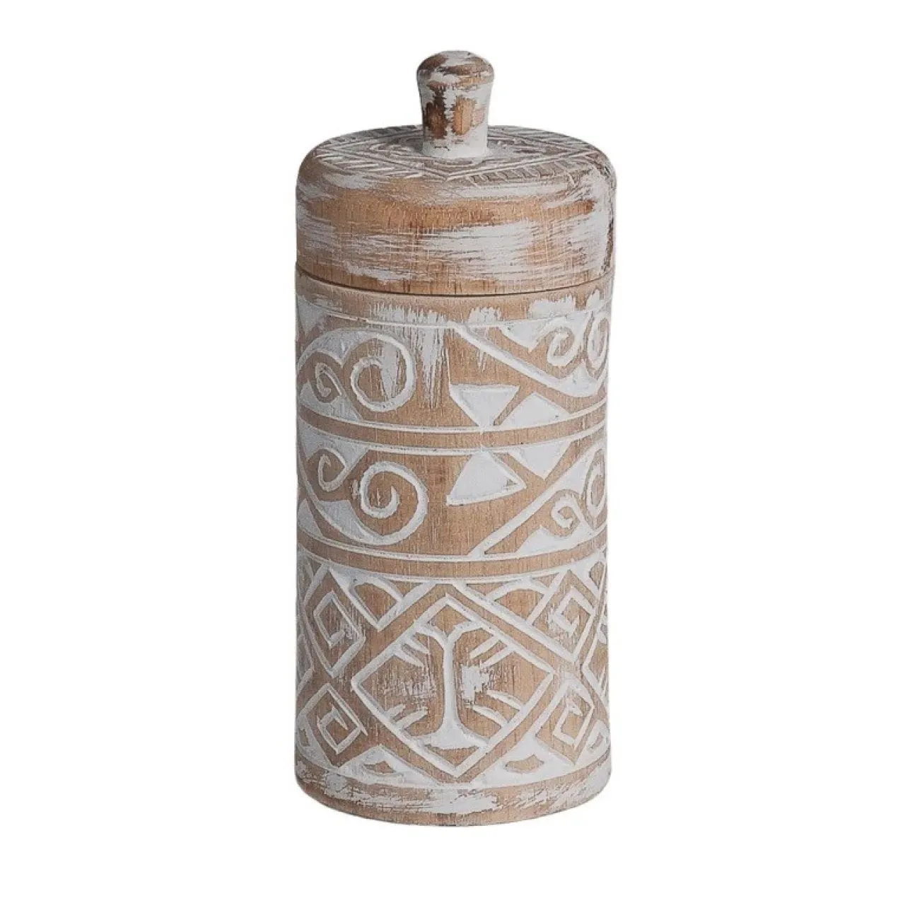 Voorraadpot Borneo naturel/wit M