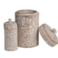 Voorraadpot Borneo naturel/wit M