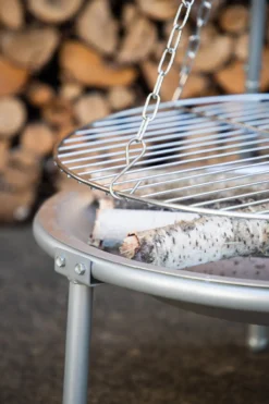 Vuurschaal driepoot Arne - met barbecue Zilver